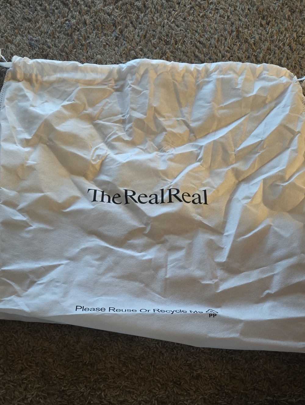 Large TheRealReal White Drawstring Dust Bag